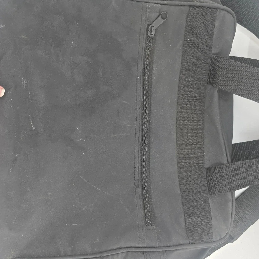 Vintage Globus Black Travel Bag Messenger Shoulder Carry On Red Logo PVC